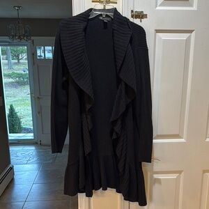 Black Ruffled Cardigan